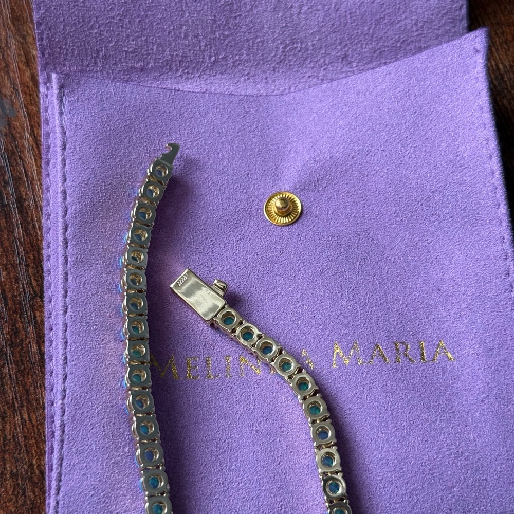 Melinda Maria Grand Heiress Tennis Necklace - Blue Opals - Picture 3 of 4